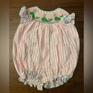 Girls Bubble Pink Seersucker-Whales